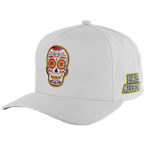 SM298 MEXICO SKULL DIA DE MUERTOS, SNAPBACK-WHITE