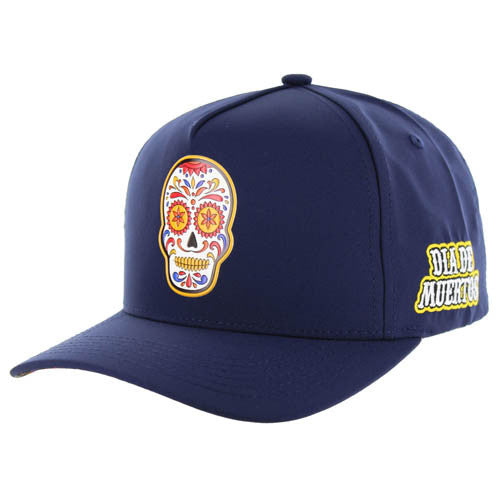 SM298 MEXICO SKULL DIA DE MUERTOS, SNAPBACK-NAVY