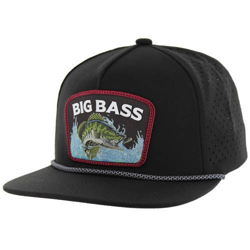 SM308 BIG BASS-1, PERFORATED WITH ROPE, SNAPBACK-BLACK