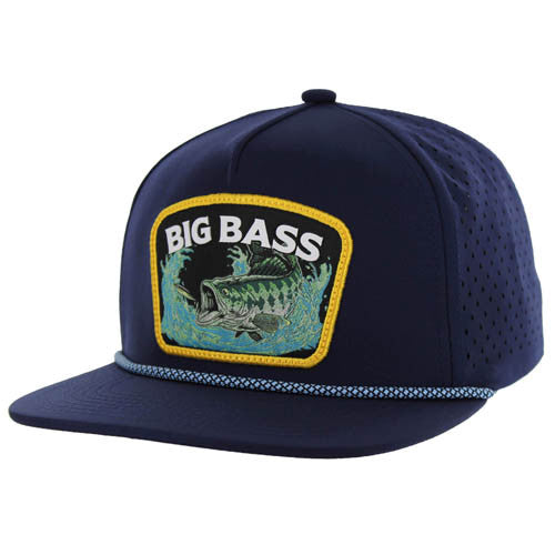 SM308 BIG BASS-2, PERFORATED WITH ROPE, SNAPBACK-NAVY