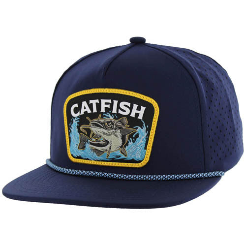 SM308 CATFISH, PERFORATED WITH ROPE, SNAPBACK-NAVY