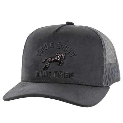SM323 HORSE TRUE GRIT, SUEDE TRUCKER - DARK GRAY