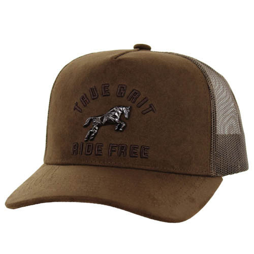 SM323 HORSE TRUE GRIT, SUEDE TRUCKER - BROWN