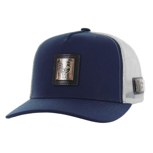 SM327 ROOSTER , METAL BADGE , TRUCKER - NAVY/GRAY