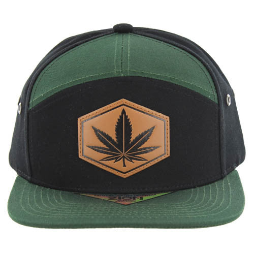 SM7099 MARIJUANA 7 PANEL PATCH - BLACK/GREEN