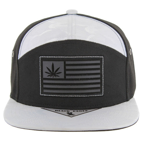 SM7175 MARIJUANA FLAG , 7 PANEL (BLACK / WHITE CAMO)