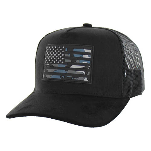SM9006 USA, SUEDE VISOR TRUCKER-BLACK/BLACK