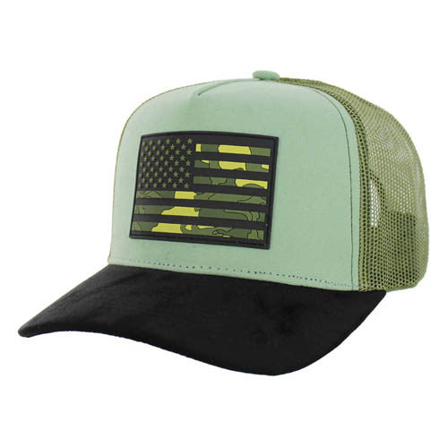 SM9006 USA, SUEDE VISOR TRUCKER-SAGE/BLACK/OLIVE
