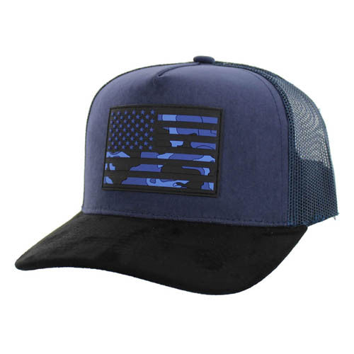 SM9006 USA, SUEDE VISOR TRUCKER-NAVY/BLACK/NAVY