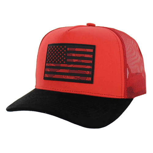SM9006 USA, SUEDE VISOR TRUCKER-RED/BLACK/RED