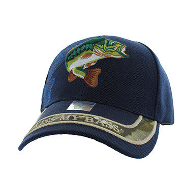 VM008 Kiss My Bass Velcro Cap (Solid Navy)