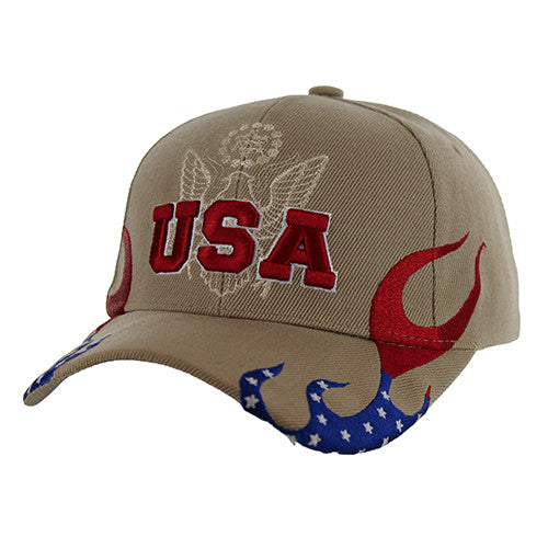 VM078 USA W/FLAME - KHAKI