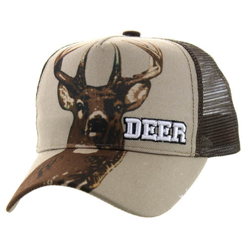 VM128 DEER HUNTING , TRUCKER- KHAKI/BROWN