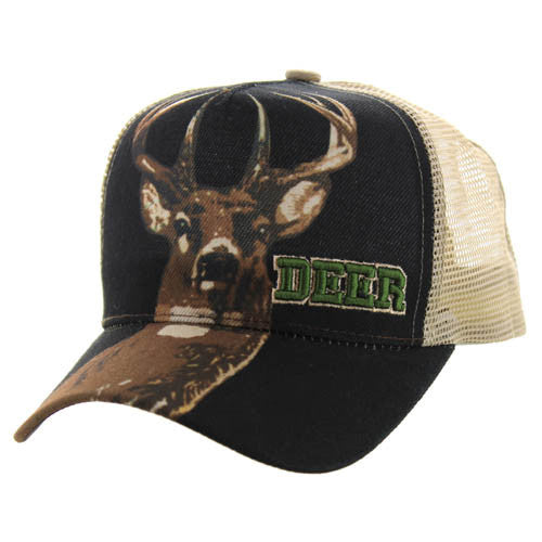 VM128 DEER HUNTING , TRUCKER- BLACK/KHAKI