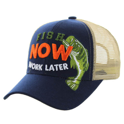 VM195 FISH NOW WORK LATER , TRUCKER - NAVY/KHAKI