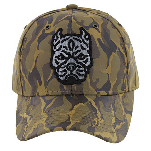 VM569 Pitbull Baseball Velcro Hat (Khaki & Khaki)