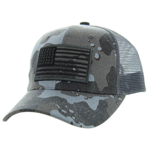 VM9003 USA FLAG , TRUCKER - #4 GRAY CAMO/GRAY