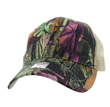 VP022 Blank Mesh Back Trucker Velcro Cap #5 (Hunting Camo & Khaki)