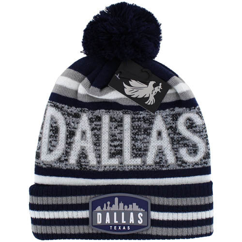 WB032 DALLAS , POM BEANIE - NAVY/GRAY