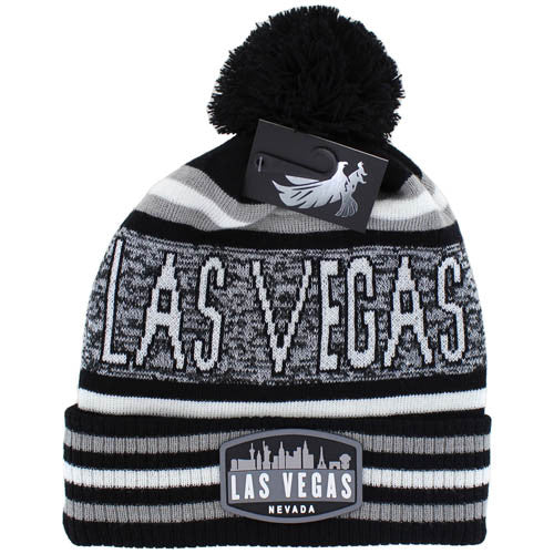 WB032 LAS VEGAS , POM BEANIE - BLACK/GRAY