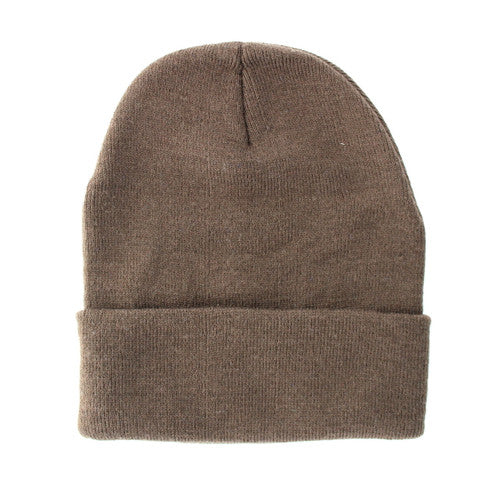 WB080 Plain 12" Long Beanie (Solid Brown)