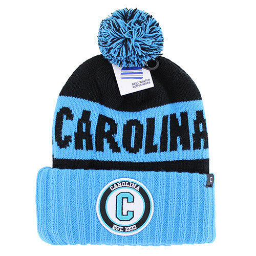 WB184 CAROLINA , POM BEANIE - BLACK(AQUA)
