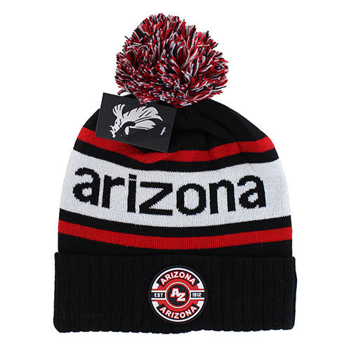 WB256 ARIZONA POM BEANIE - BLACK/RED