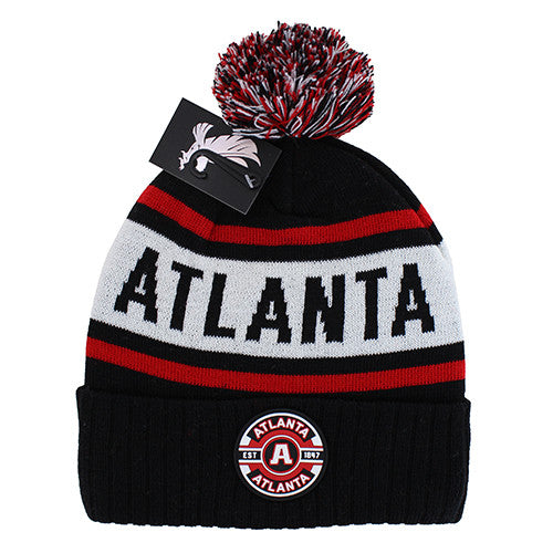 WB256 ATLANTA POM BEANIE - BLACK/RED