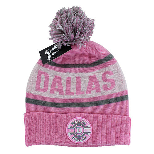 WB256 DALLAS POM BEANIE - L PINK/L GRAY