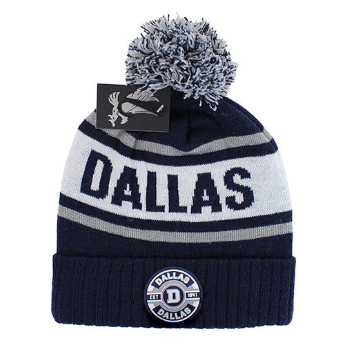 WB256 DALLAS POM BEANIE - NAVY/L GRAY
