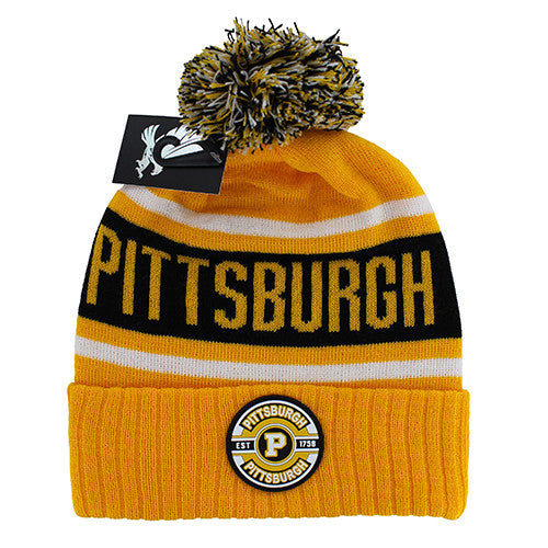 WB256 PITTSBURGH POM BEANIE - GOLD/BLACK