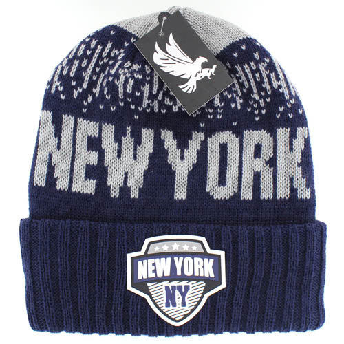 WB450 NEW YORK , BEANIE - NAVY(GREY)
