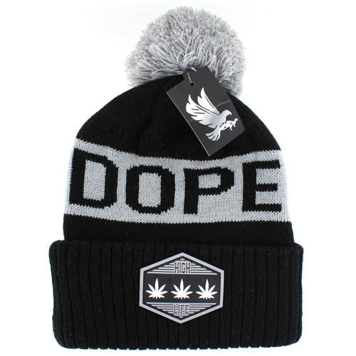 WB684 DOPE , POM BEANIE - BLACK(GREY)