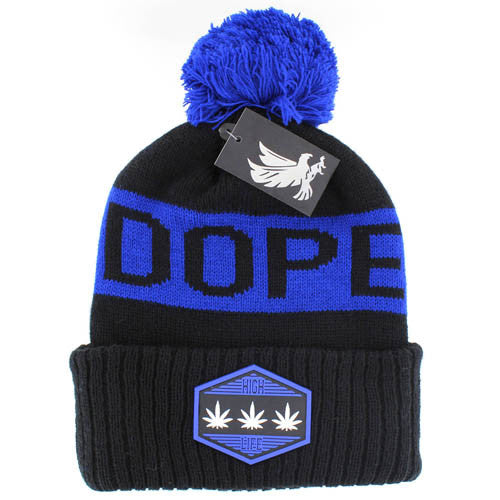 WB684 DOPE , POM BEANIE - BLACK(ROYAL)