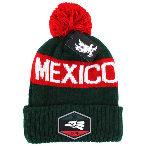 WB685 MEXICO , POM BEANIE - GREEN(RED)