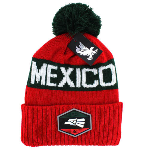 WB685 MEXICO , POM BEANIE - RED(GREEN)