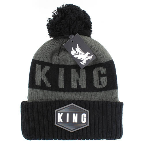 WB688 KING , POM BEANIE - DARK GREY(BLACK)